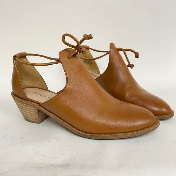 Kelsi Dagger Western Cutout Heeled Bootie Ankle Boots Brown Tan Leather Size 9 - Picture 2 of 13